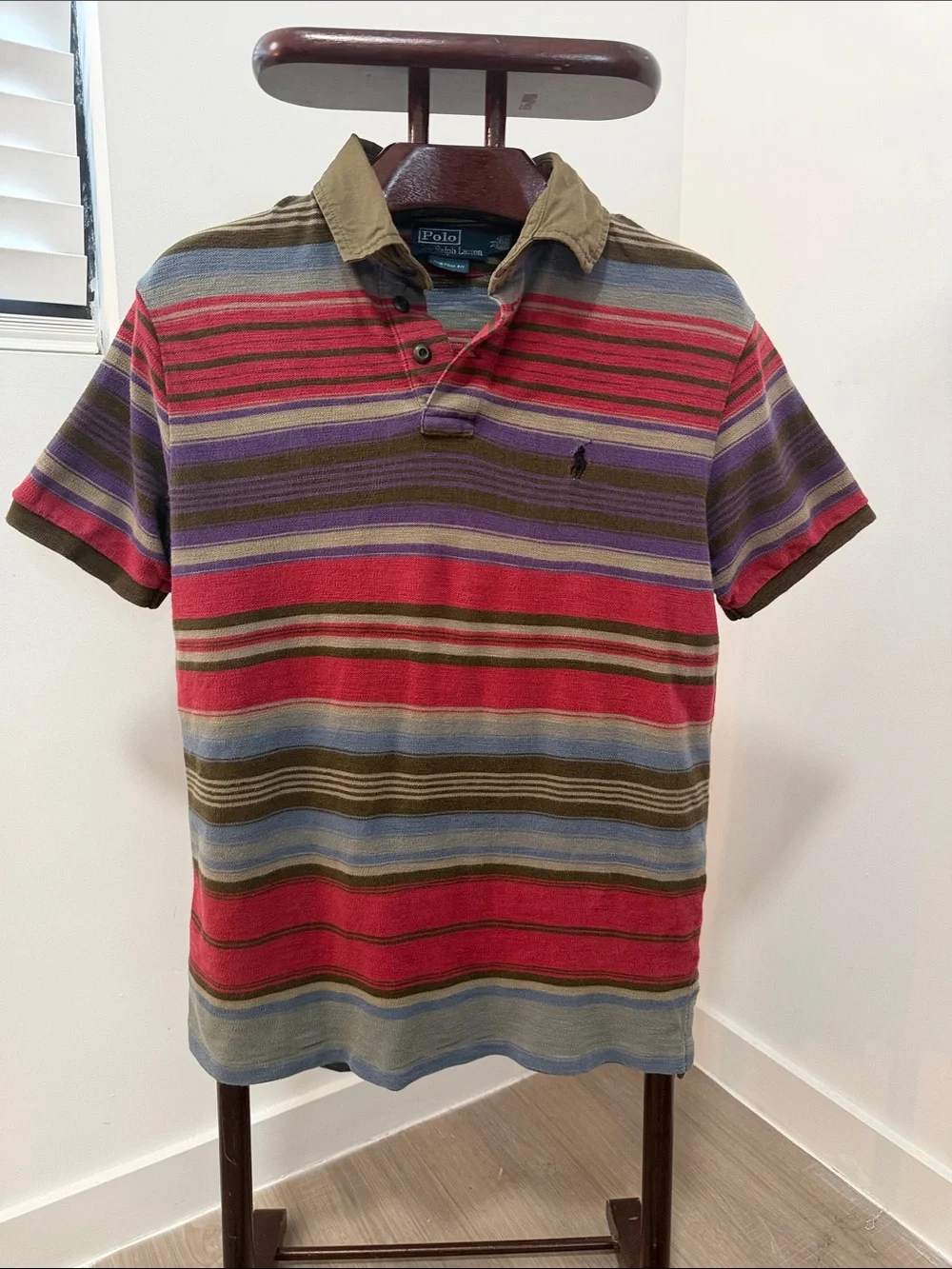 Vintage Ralph Lauren Silver Label Custom Fit Striped Polo.  Sz M